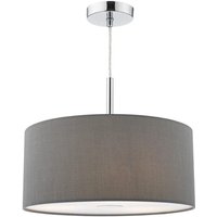 Dar RON1039 Ronda 3 Light Pendant With 40CM Slate Grey Faux Silk Shade