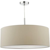 Dar RON1029 Ronda 3 Light Pendant Light With 40CM Ecru Faux Silk Shade