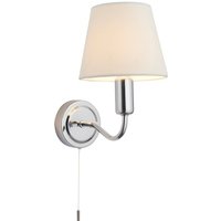 Endon 93851 Conway Bathroom Wall Light In Chrome Finish With Ivory Fabric Shade IP44