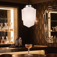 Firstlight 4949CH Art Deco Ceiling Pendant Light In Chrome And Opal White Glass