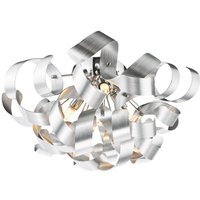 Dar Lighting Swash 4 Light Flush In Polished Chrome With Aluminium Ribbons
