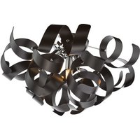 Dar Lighting Swash 4 Light Flush In Polished Chrome With Black Ribbons
