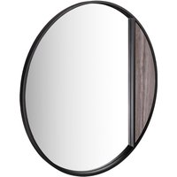Dar Wisebuys Rasmus Mirror In Brown Stone Veneer and Matt Black 80cm