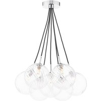Dar Wisebuys Elpis 7 Light Cluster Ceiling Pendant In Polished Chrome And Twisted Glass