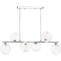 Dar Wisebuys Spiral 6 Light Ceiling Bar Pendant In Polished Chrome With Twisted Glass