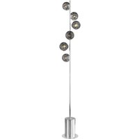 Dar Wisebuys Spiral 6 Light Floor Lamp In Polished Chrome With Black Confetti Glass
