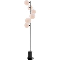 Dar Wisebuys Spiral 6 Light Floor Lamp In Matt Black With Large Opal Glass