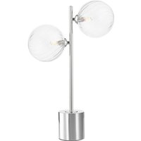 Dar Wisebuys Spiral 2 Light Table Lamp In Polished Chrome With Twisted Glass