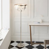 Classic 3 Light Floor Lamp In Bright Nickel With Clear Cut Glass