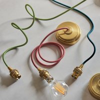 Endon 111512 Eltham Ceiling Suspension Cable Set In Aged Brass And Red Flex