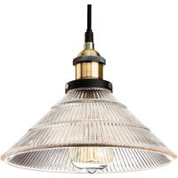 Firstlight 5902AB Empire 1 Light Ceiling Pendant In Antique Brass With Clear Fluted Glass