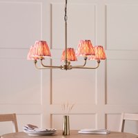 Endon 118045 Lille 5 Light Ceiling Pendant Light In Antique Brass With Coral Pink Shades