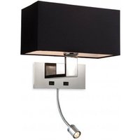 Firstlight 8608BK Prince 2 Light Wall Light In Polished Stainless Steel With Black Shade