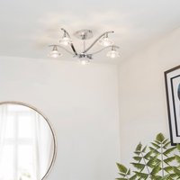 Endon LANGELLA-5CH 5 Light Semi Flush Ceiling Light with Crystal Shades