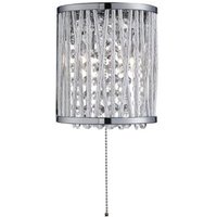 Searchlight 7222-2CC Elise 2 Light Wall Light In Chrome With Crystal Droplets