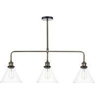 Dar RAY0375 3 light Clear Glass Bar Pendant Light