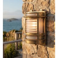 Firstlight 5924BR Nautic Rectangular Wall Light In Brass With Frosted Glass