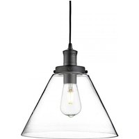 Searchlight 3228BK Pyramid 1 Light Ceiling Pendant Light In Black With Clear Glass