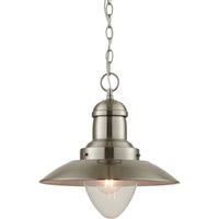 Endon 60799 Mendip Industrial Fisherman Ceiling Pendant Light in Satin Nickel Finish
