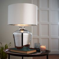 Endon 61198 Waldorf Chrome Glass Table Lamp with Ivory Silk Shade