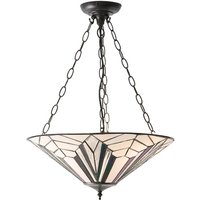 Interiors 1900 63936 Astoria Tiffany Large Inverted 3 Light Ceiling Pendant Light With Shade