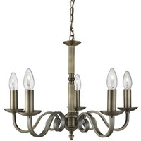 Searchlight 1505-5AB Richmond Multi Arm Ceiling Light Antique Brass Finish