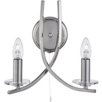 Searchlight 4162-2SS Ascona 2 Light Wall Light in Satin Silver