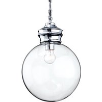 Firstlight OMAR 3410CH Chrome and Clear Glass Globe Ceiling Pendant Light