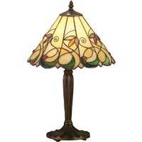 Interiors 1900 64195 Jamelia Tiffany Small 1 Light Table Lamp In Dark Bronze With Shade