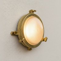 Firstlight 6820BR Nautic 140mm Bulkhead In Solid Brass With Frosted Glass IP64