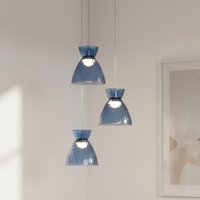 Firstlight 6842CHBL Royale LED 3 Light Cluster Ceiling Light In Chrome With Blue Dimpled Glass