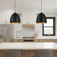Firstlight 6846BK Moon Ceiling Pendant Light In Black with Satin Gold Inside