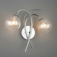 Firstlight 6920CH Elba 2 Light Wall Light In Chrome With Clear Decorative Glass
