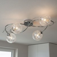 Firstlight 6921CH Elba 4 Light Flush Ceiling Light In Chrome With Clear Decorative Glass