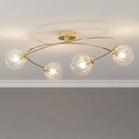 Firstlight 6925BR Atom 4 Light Flush Ceiling Light In Brass With Clear Decorative Glass