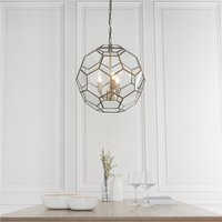 Endon 73560 Miele Three Light Ceiling Pendant Light In Antique Brass And Clear Glass