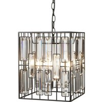 Lights 4 Living 33% Off Contemporary 4Light Ceiling Pendant in Matt Black with Glass