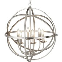 Searchlight 2476-6SS Orbit Six Light Ceiling Pendant Light In Satin Silver