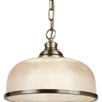 Searchlight 1682AB Bistro II One Light Ceiling Pendant Light In Antique Brass With Glass Shades