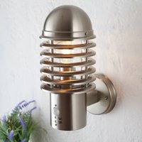 Endon 72381 Louvre PIR One Light Outdoor Wall Light In Brushed Stainless Steel