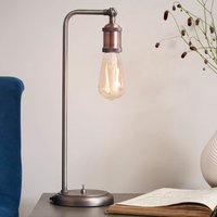 Endon 76339 Hal 1 Light Tall Table Lamp In Aged Pewter And Copper Plate