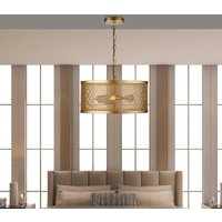 Searchlight 12483-3GO Fishnet 3 Light Ceiling Pendant Light In Matt Gold