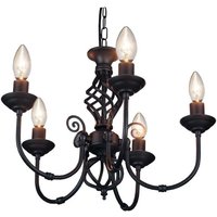 Classic 5 way Multi Arm Barley Ceiling Pendant Light In Black