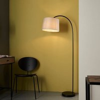 Endon 78163 Carlson Floor Light In Matt Black With Light Grey Fabric Shade