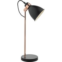 Dar FRE4222 Frederick 1 Light Table Lamp In Black And Copper