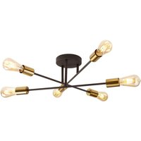 Searchlight 8046-6BK Armstrong 6 Light Semi Flush Ceiling Light In Black And Brass