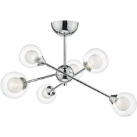 Dar ZEK0650 Zeke 6 Light Semi Flush Ceiling Light In Polished Chrome