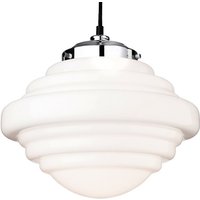 Firstlight 4948CH Art Deco Ceiling Pendant Light In Chrome And Opal White Glass