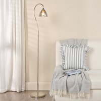 Dar Lighting Glynis Floor Lamp In Polished Nickel With Smoked Ribbed Glass Shade