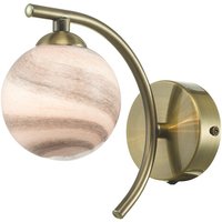 Dar Lighting ATI0775-07 Atiya Wall Light In Antique Brass With Planet Style Glass